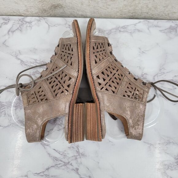 Sofft Nora Lace Up Sandal Metallic Taupe Suede Leather Women's Size 6 - Picture 8 of 12